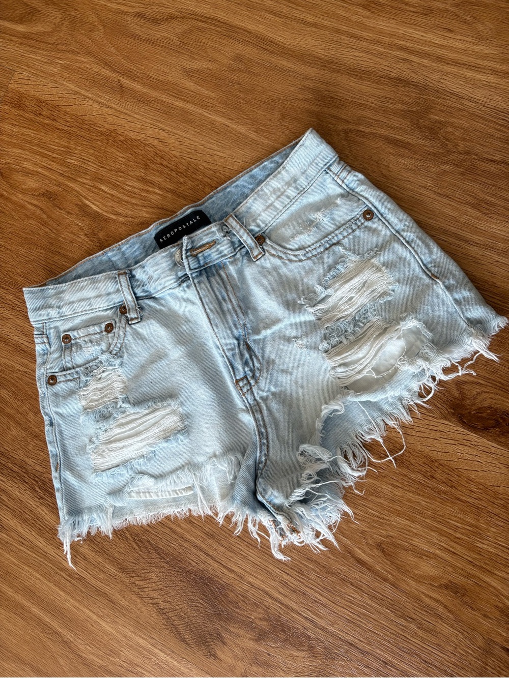 Aeropostale Vintage High Rise Distressed Denim Shorts